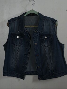 Dark Blue Sleeveless Denim Jacket Vest